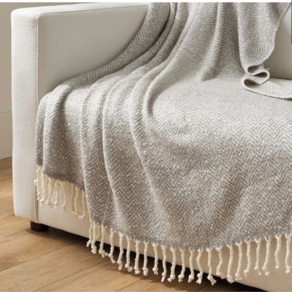 Pottery Barn Other - New Pottery Barn Bellamy Herringbone Throw, Gray & Cream 50 x 60